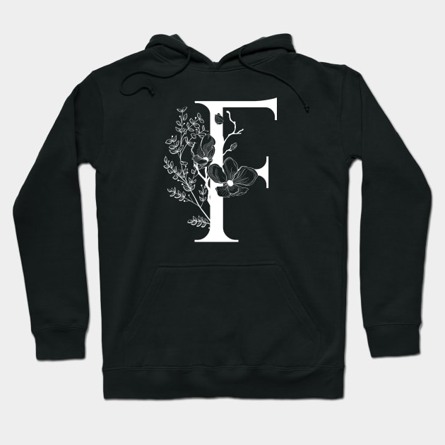 Letter F Monogram - Floral Initial Hoodie by ZenNature